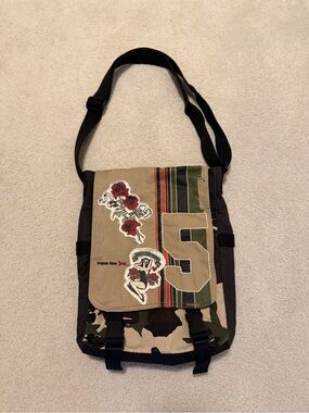 Triple Five Soul Tan, Green & Black Patchwork Messenger Bag